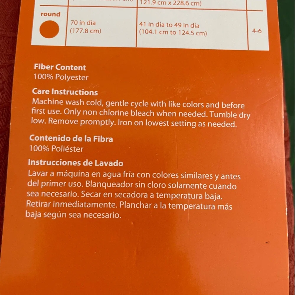 Mainstays Damask Rust Orange Fabric Tablecloth 60 in x 84 in 100% polyester NWT